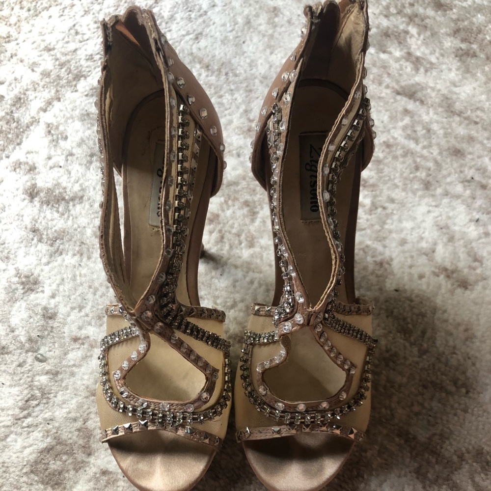 Gold mesh w/faux diamond & rhinestone heels